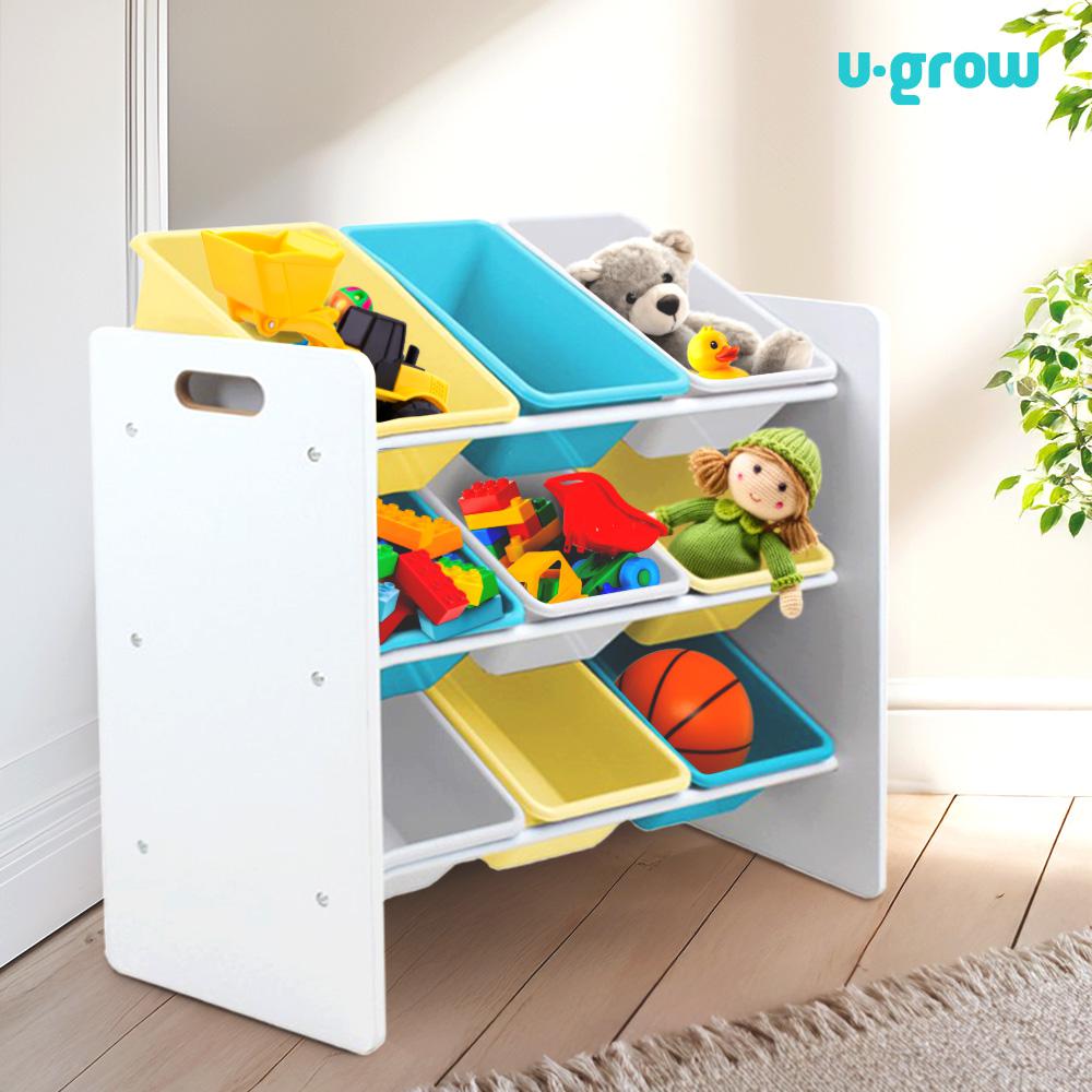 U-GROW Raft depozitare jucarii cu 9 cosuri blue/galben, UGRD115-BLYE - imagine 2