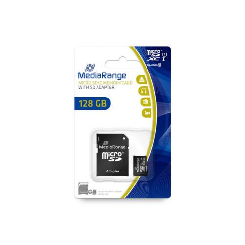 MediaRange Micro SDXC 128GB UHS-1 Class 10 with SD adapter, MR945