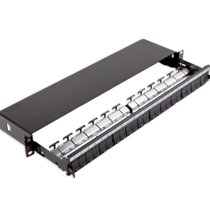 Nexans Patch Panel neechipat | Modular Sliding | Cat 5, 6, 6A, 7, 7A | Cupru | 24 |, N521.663BK