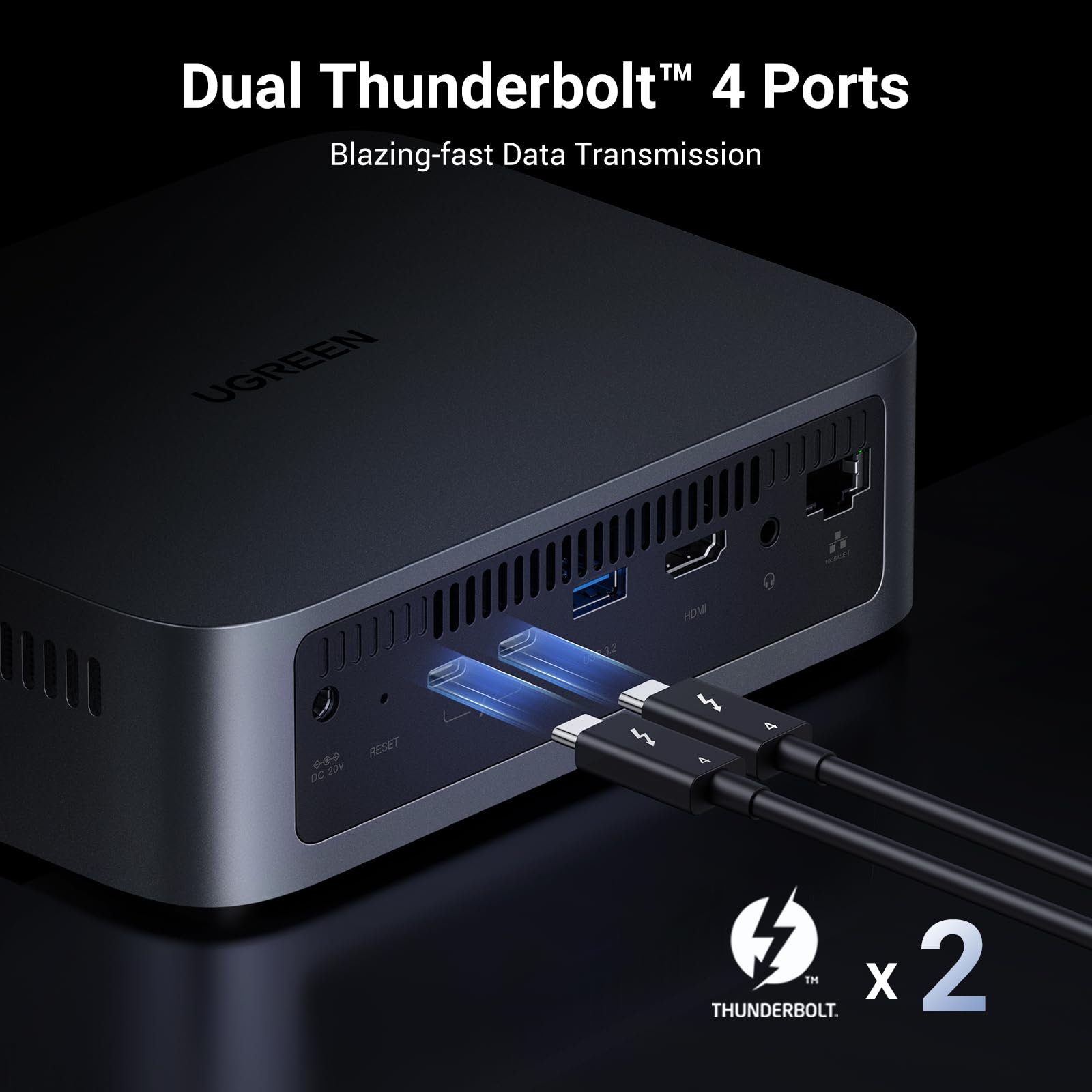 UGreen NAS DXP480T Plus, CPU i5 4.40 GHz, RAM DDR5 8Gb max 64Gb, M.2 8Tx4, LAN 10Gbx1, 1xUSB, 25892B - imagine 6