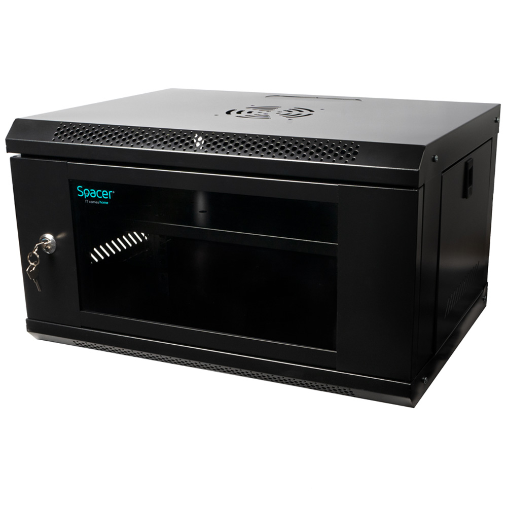 SPACER CABINET 19 6U 500x450mm, fixare pe perete, Flatpack (dezasamblat), Black, SPCW-6U-450-BK-02