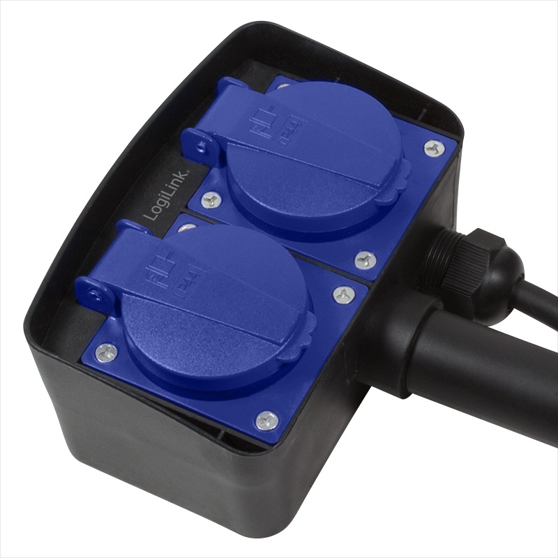 Logilink PRELUNGITOR, Schuko x 2, conectare prin Schuko (T), cablu 2 m, 16 A, fara protectie, LPS214