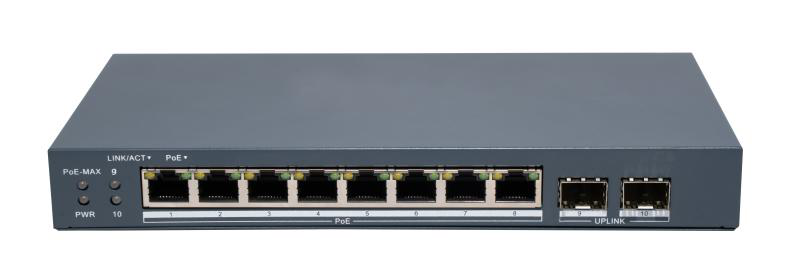 HIKVISION Switch PoE : 8 × Gigabit PoE port,2 × Gigabit Fiber Optical port, 8, DS-3E1510P-EI/M-8P2F