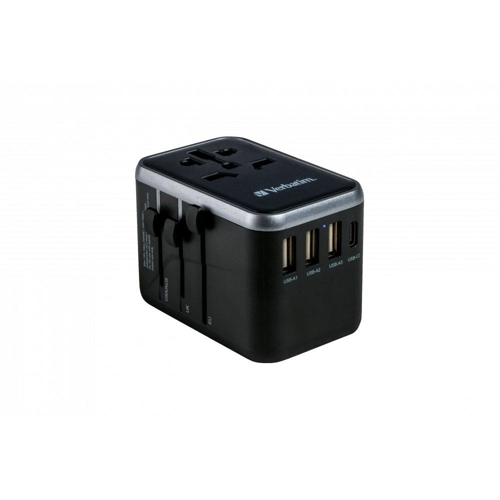 Verbatim Adaptor universal UTA-04, 6-in-1Priza cu USB-C PD si QC, USB-C, 3 x USB-A, 49546