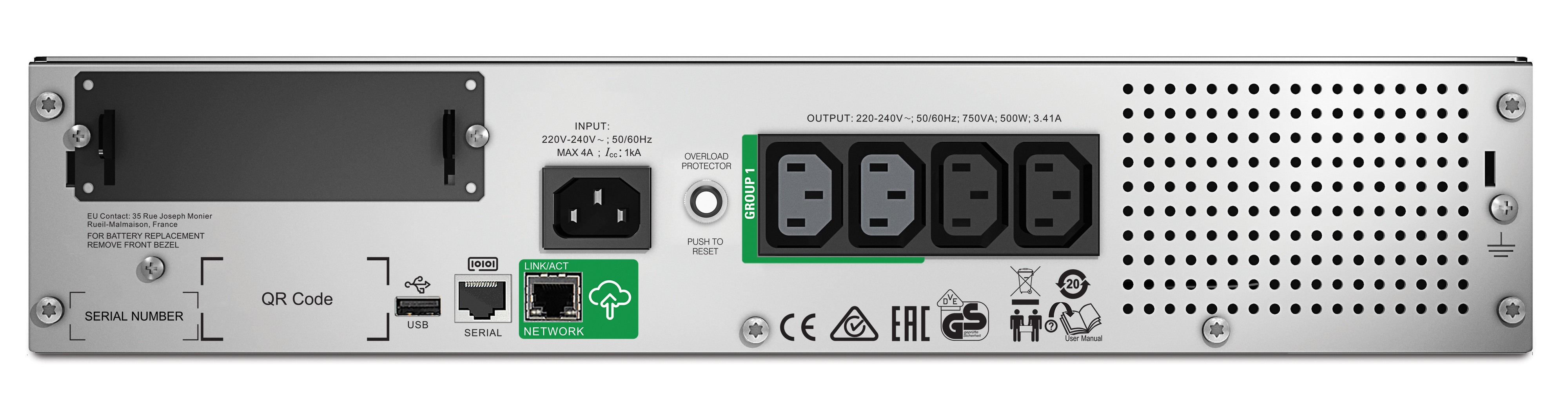 APC UPS,Smart-UPS SMT,Line Int. sin pura mgmt,rack,750VA /, SMT750RMI2UC - imagine 2