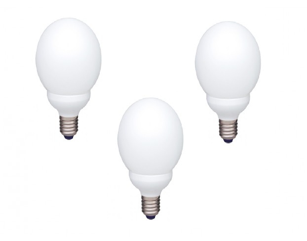 Panasonic SET 3 becuri fluorescent, soclu E27, putere 18W, forma oval, lumina alb rece, EFG18E65HD-3