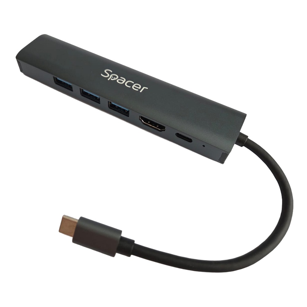 SPACER DOCKING Station universal 6 in 1, conectare Type-C, USB 3.0 x 3 |PD, SPDS-TypeC-HUPG-6in1-04