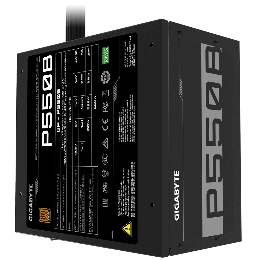 Gigabyte SURSA, 550 W, ATX 12V V2.31, fan 120 mm x 1, 80 Plus Bronze, GP-P550B - imagine 3