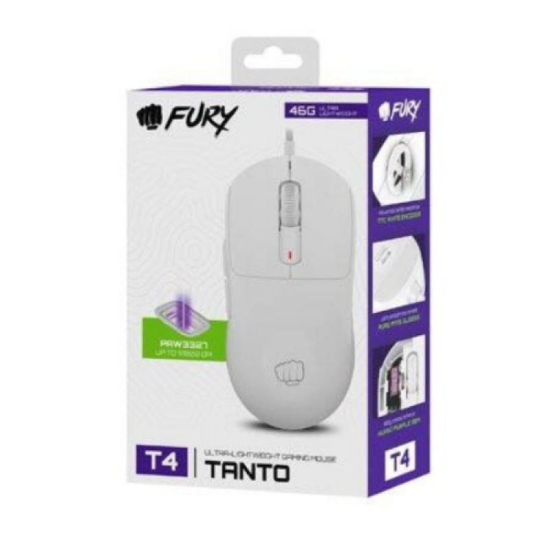 FURY Mouse Gaming Tanto T4, 12000 DPI, Alb, NFU-2200