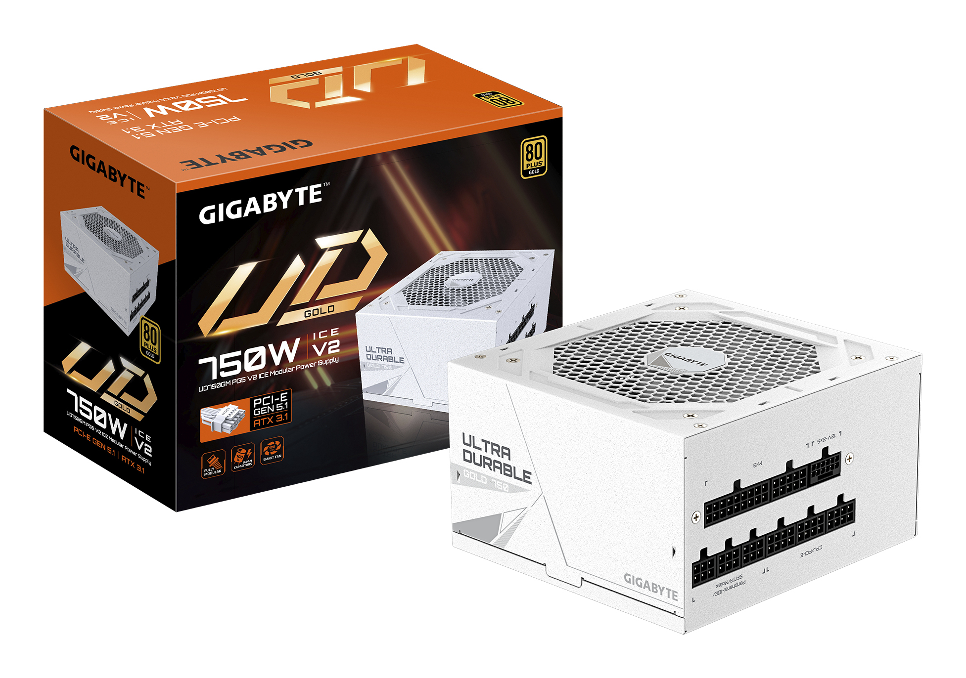 Gigabyte Sursa, Full Modulara, 750W, 80 Plus Gold, ATX, Alb, GP-UD750GM PG5 ICE