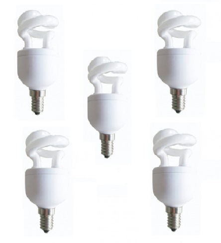 Panasonic SET 5 becuri fluorescent, soclu E27, putere 5W, forma spirala, lumina alb, EFD5E27HDE14E-5