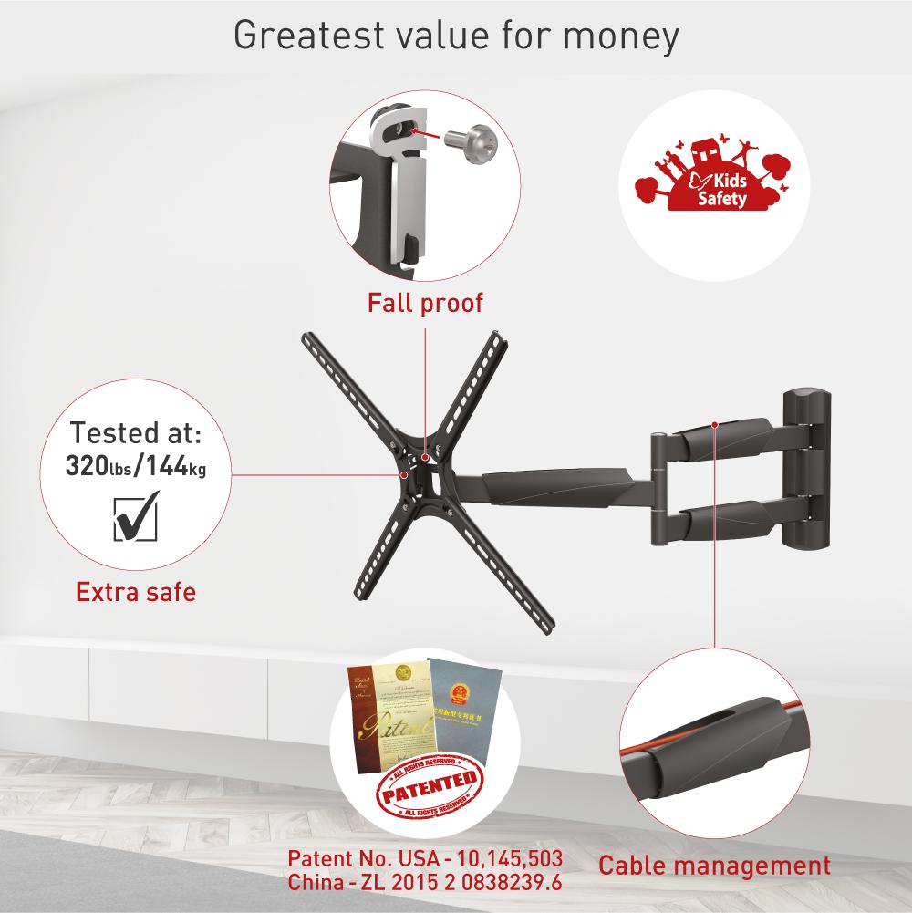 Barkan TV Wall Mount 13"- 65" Black, BM343XL - imagine 2