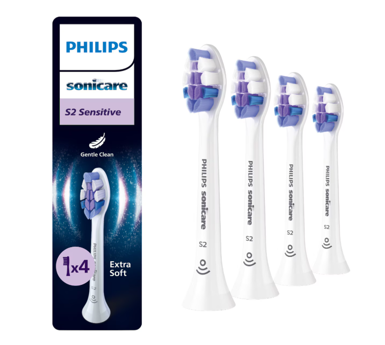 PHILIPS Rezerve Sonicare Sensitive, Pachet de 4 capete de periere, Standard, Click-on, HX6054/87