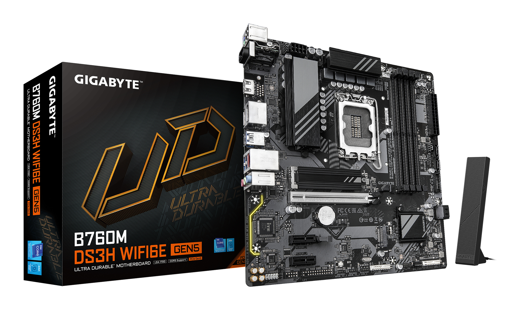 Gigabyte Placa de baza B760M DS3H WIFI6E GEN5, Socket 1700, DDR5, mATX, Negru, B760M DS3H WF6E GEN5