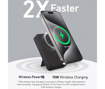 Anker POWER BANK MagGo 10.000 mAh, 27W Qi 2.0 15W, suport pliabil compatibil iPhone, A1654G11 - imagine 3