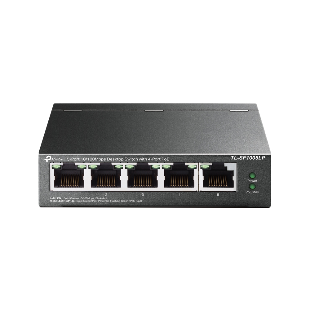 Tp-Link SWITCH PoE 5 porturi 10/100Mbps (4 PoE), IEEE 802.3af, carcasa metalica, TL-SF1005LP