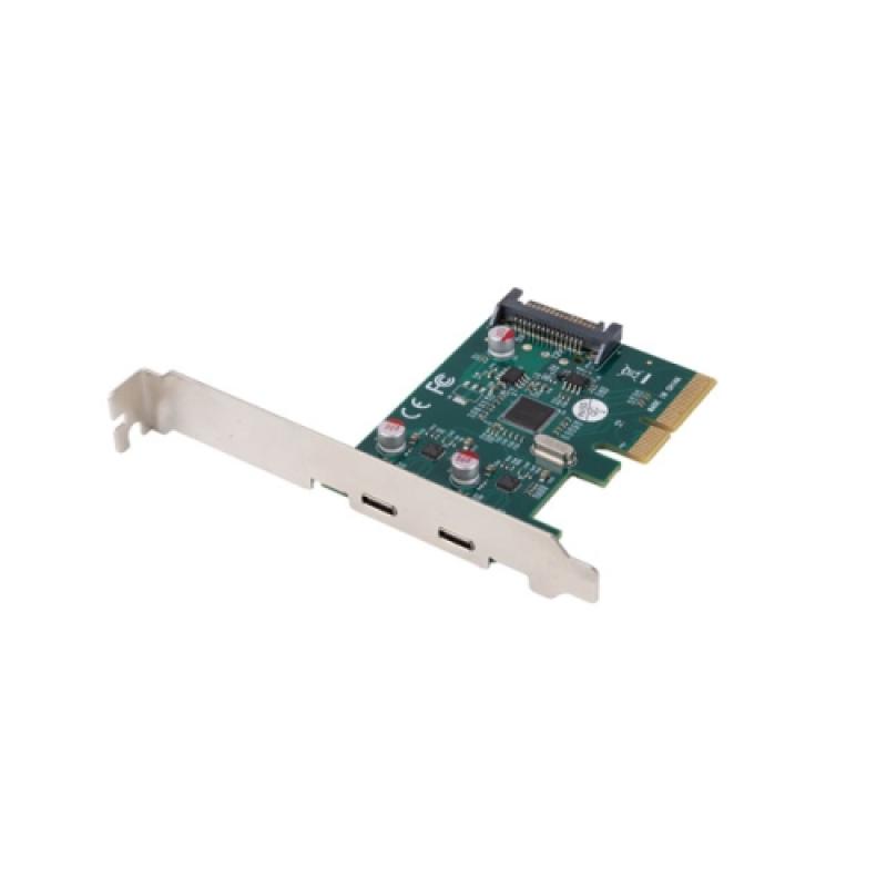LANBERG Placă PCI Express x1 2X USB-C 3.2 GEN, chipset Asmedia ASM1142, greutate 34 g, PCE-UC3-002