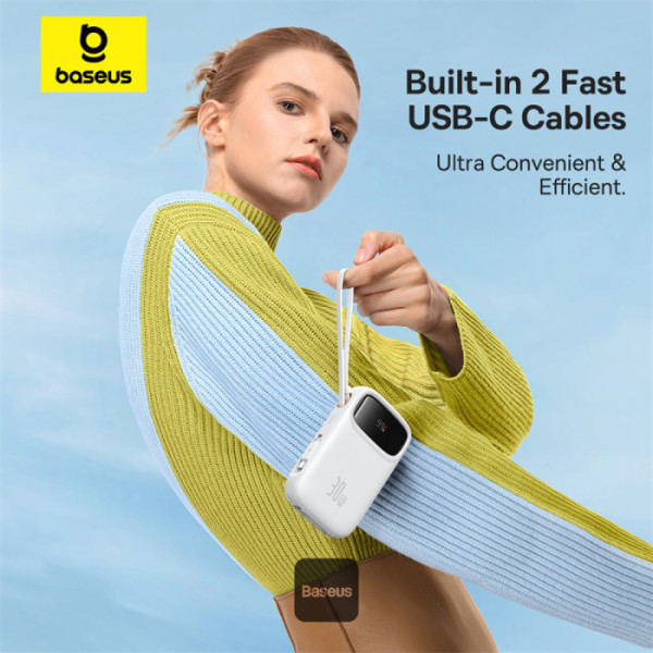 Baseus POWER BANK Qpow2 Digital Display, 10000mAh, 30W, 2 x USB Type-C output/input, P10055008213-00 - imagine 3
