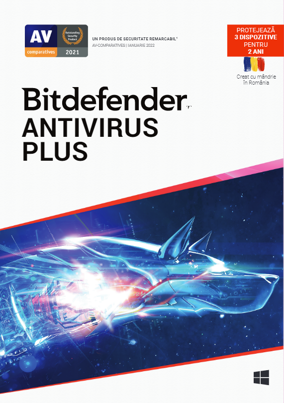 Bitdefender LICENTA Antivirus Plus, 3 utilizatori, 2 ani pt. PC, retail - valabile, AV03ZZCSN2403BEN