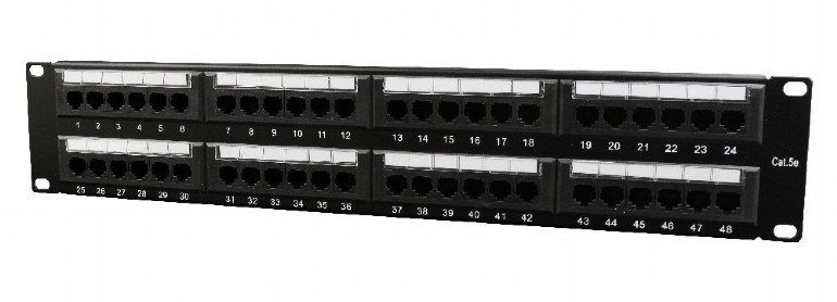 Gembird PATCH PANEL 48 porturi, Cat6, 2U pentru rack 19, suport posterior pt., NPP-C648CM-001