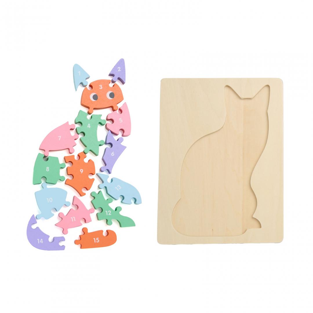 MomKi PUZZLE DIN LEMN, PISICA, 16 PIESE, MKT1074