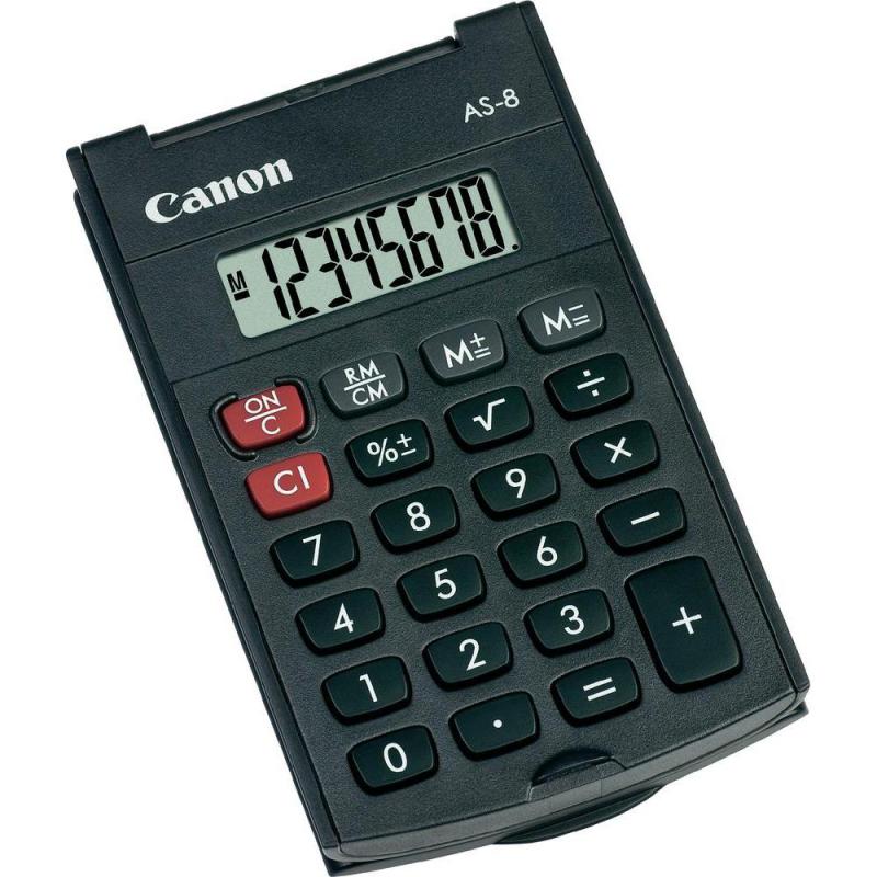 CANON Calculator buzunar AS8, 8 digiti, display LCD, alimentare baterie, radacina, BE4598B001AA