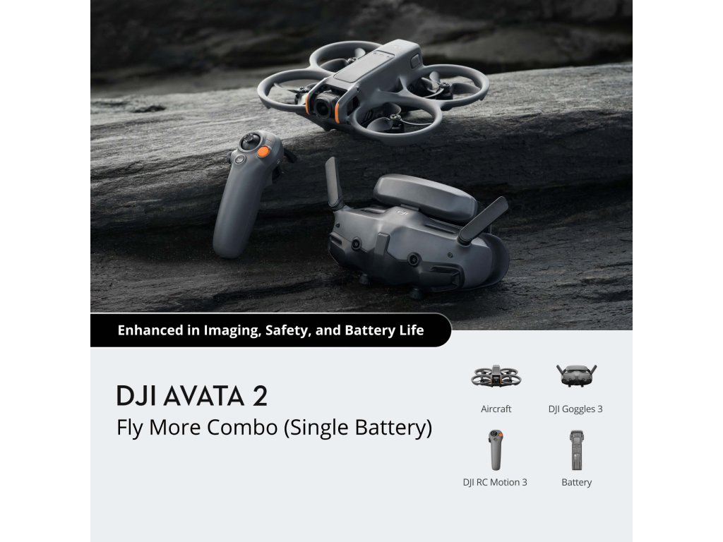 DJI Kit Drona Avata 2 FMC, 4K60, 12MP, 1xbaterieGimbal o axa, 64.8km/h, 377gr, CP.FP.00000150.01