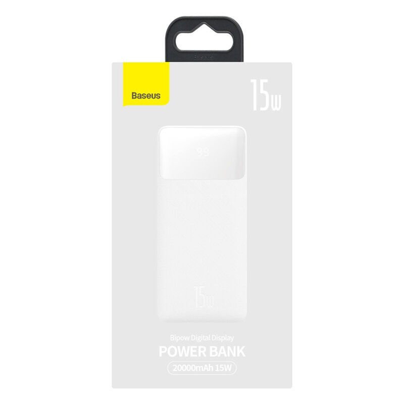 Baseus POWER BANK Bipow, 20000mAh, 15W, 2 x USB; 1 x USB Type-C, digital display pt., PPBD050102 - imagine 5