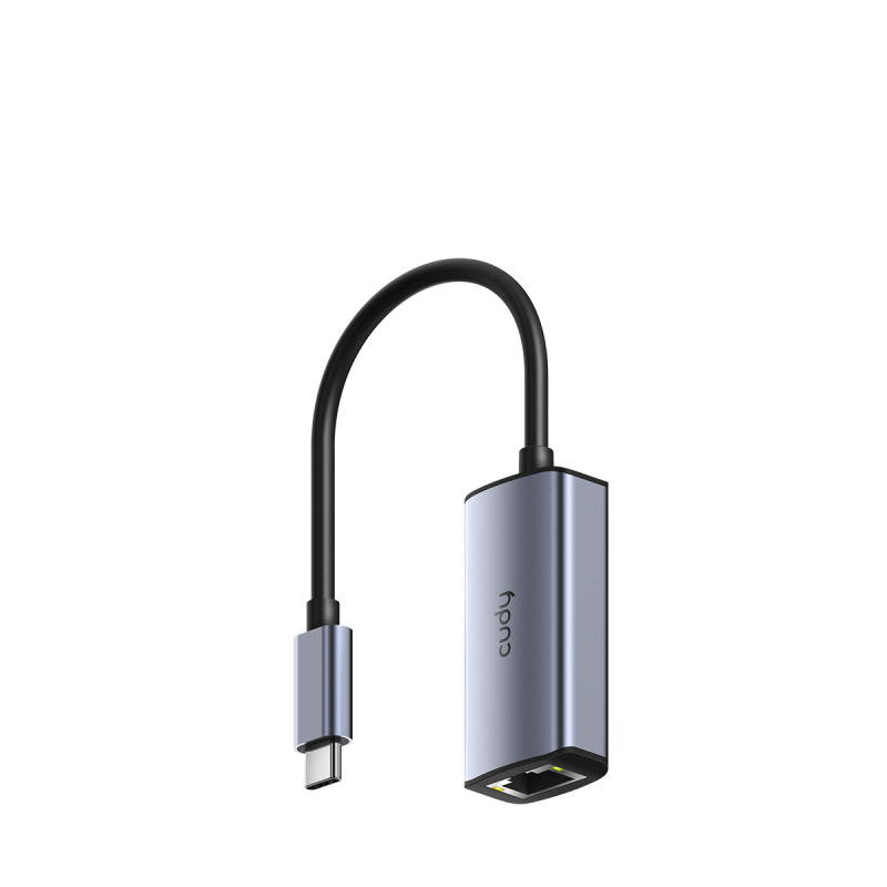 CUDY Hub USB, USB-C, 1 port, RJ-45, Gri, UE25C