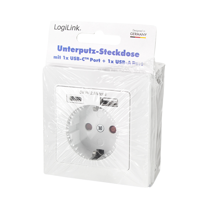 Logilink PRIZA pentru perete, Schuko x 1, USB x1 / USB-C x 1 5 V/2.8 A max, 230 V AC, 50 Hz, PA0262 - imagine 4