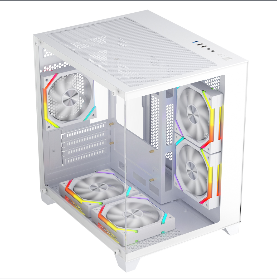 1st PLAYER Carcasa 1stPLAYER® Gaming BV5-wh, 5 ventilatoare aRGB plus PWM, Micro-ATX, BV5 WHITE