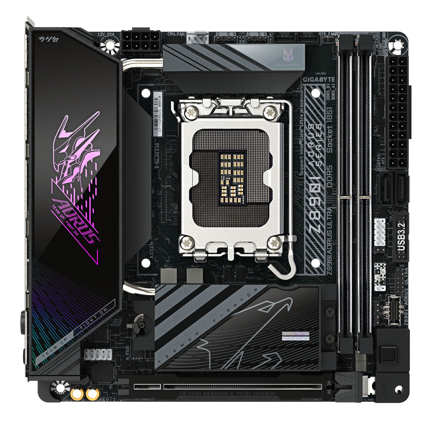 Gigabyte Placa de baza, LGA1851, DDR5, BT, Wi-Fi, Mini-ITX, Negru, Z890I AORUS ULTRA