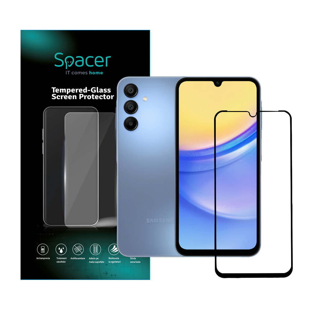 SPACER FOLIE STICLA pentru Samsung Galaxy A15, grosime 0.3mm, acoperire totala, SPPG-SM-GX-A15-TG