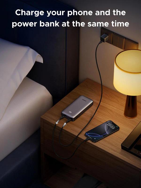 UGreen POWER BANK, PB532, 20000mAh, 30W, 2 x USB Type-C input/output, 1 x USB, display, gri, 55989B - imagine 10