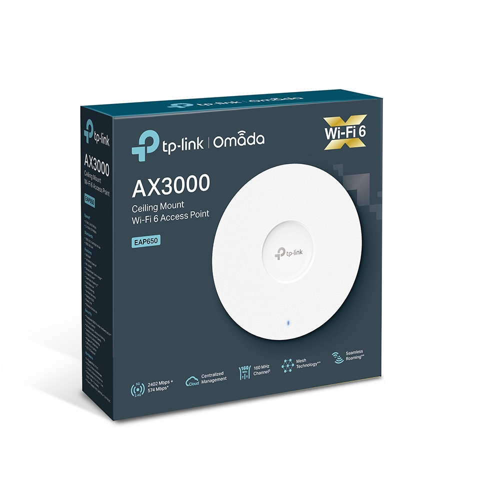 Tp-Link ACCESS POINT wireless AX3000 Mbps dual band, 1 port Gigabit, 4 antene interne, EAP650 - imagine 8