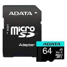 Adata CARD MicroSD PremierPro, 64 GB, MicroSDHC, clasa 10, standard UHS-I U1, AUSDX64GUI3V30SA2-RA1