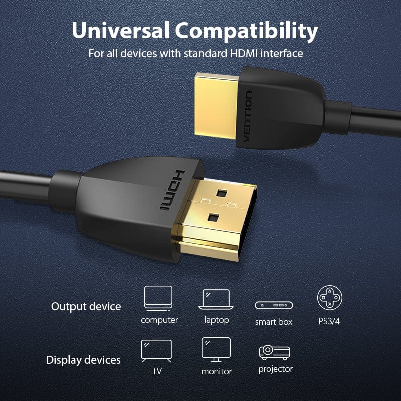 Vention Cablu video, HDMI(T) la HDMI (T), 0.5m, rezolutie 4K la 60Hz, negru, AAIBD - imagine 3