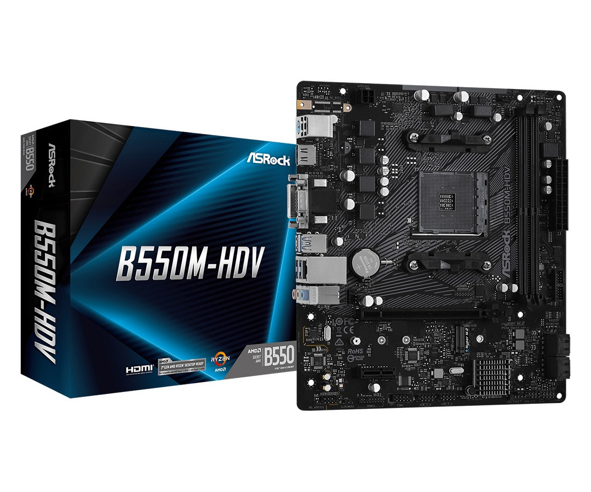 Asrock PLACA de BAZA, skt AM4, mATX, AMD B550, 2 x DDR4, max. 64 GB, 4 x SATA, 1 x M.2, B550M-HDV - imagine 2