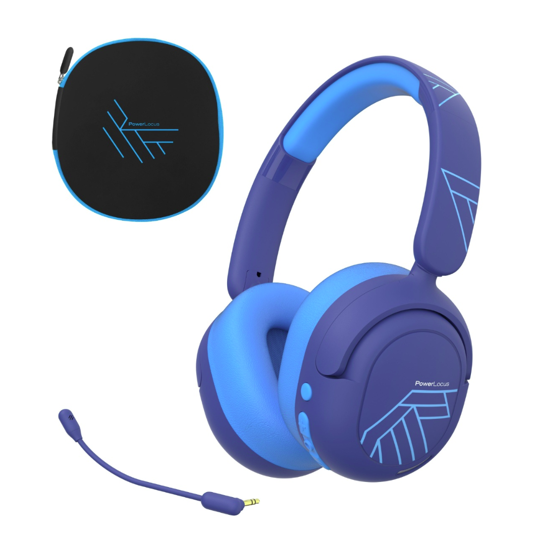 POWERLOCUS Casti Over-ear Lion, Wireless/Wired, Albastru, PWL-LION-BLUE
