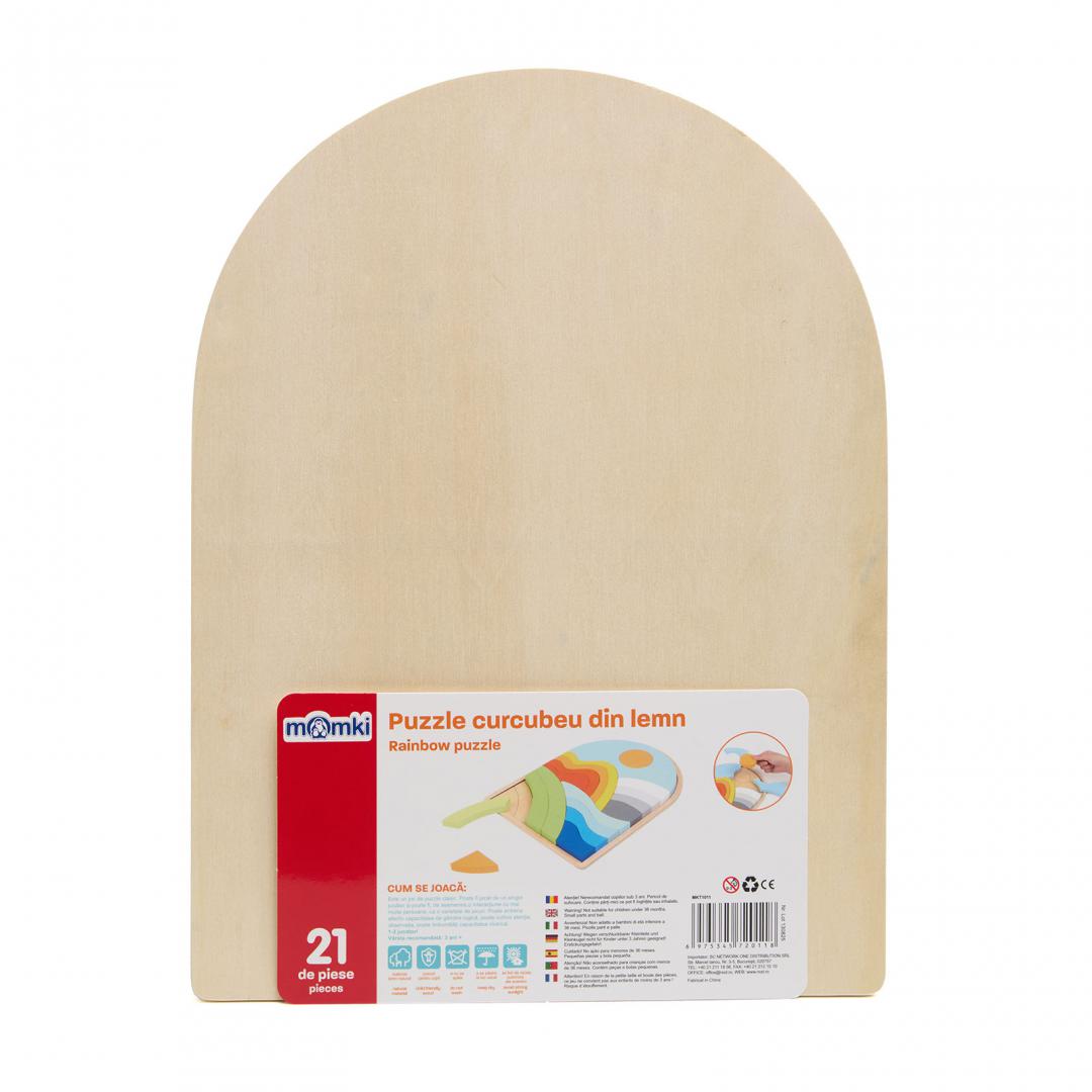 MomKi PUZZLE CURCUBEU DIN LEMN, 21 DE PIESE, MKT1011 - imagine 3