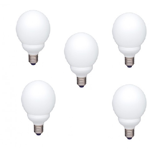 Panasonic SET 5 becuri fluorescent, soclu E27, putere 18W, forma sferic, lumina alb, EFG18E27HD-5