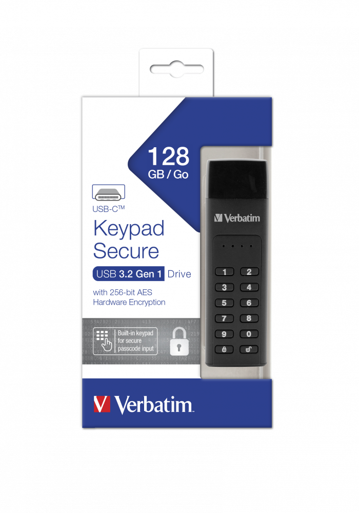 Verbatim MEMORIE USB KEYPAD 128GB CU ENCRIPTIE AES 256-BIT, USB C, 49432 - imagine 2