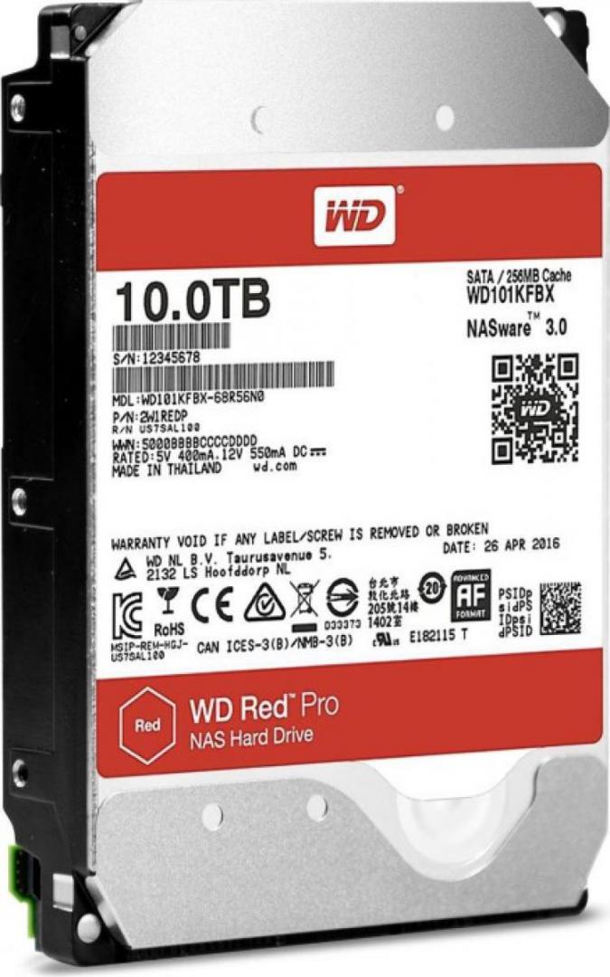 WD HDD NAS Red Pro, 10TB, 7200 RPM, 256MB, SATA III, WD102KFBX