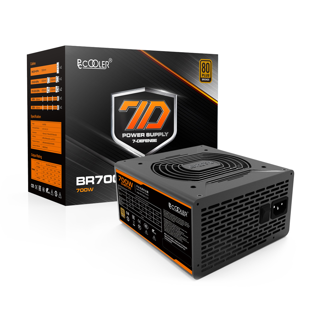 PCCOOLER SURSA 700W (real), fan 120mm PWM, 80 Plus Bronze, 2x PCI-E (6+2), 6x S-ATA, GI-BR700