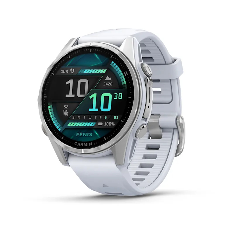 Garmin Smartwatch fenix 8 43 mm AMOLED Silver with Whitestone silicone band, 010-02903-00