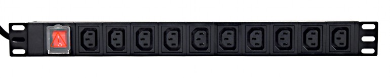 Gembird PDU 1U pt. rack 19 inch, 10 prize IEC, intrare IEC, max 16 A, on/off, 2 m, EG-PDU-10C132C19