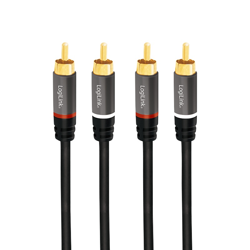 Logilink CABLU audio stereo (RCA T/T), 2m, conectori auriti, negru, CA1204
