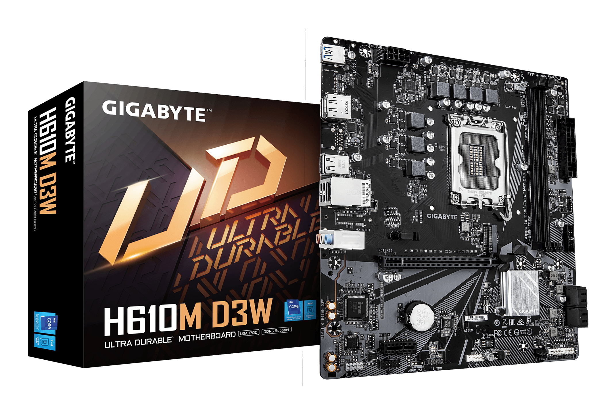 Gigabyte Placa de baza DDR4, LGA1700, mATX, Negru, H610M D3W