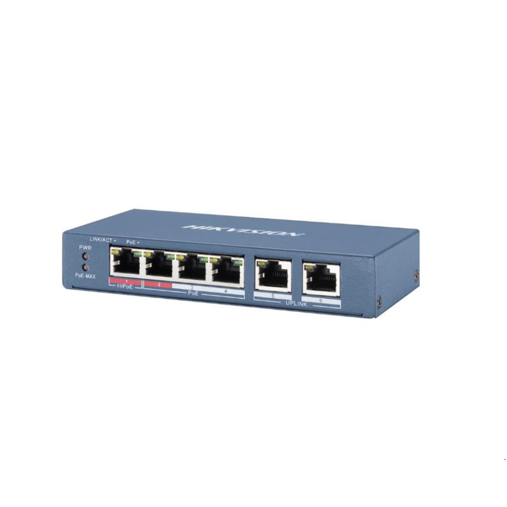 HIKVISION Switch, 4-port, HiPoE, DS-3E0106HP-E