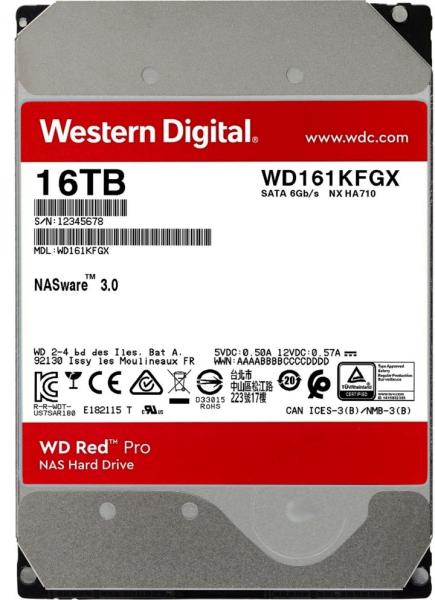 WD HDD 16TB, Red Pro, 7.200 rpm, buffer 512 MB, pt NAS, WD161KFGX